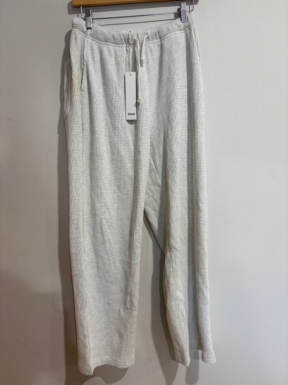 NWT Elwood Organic Cotton Drawstring Waffle Knit Lounge Pants White Women's XS